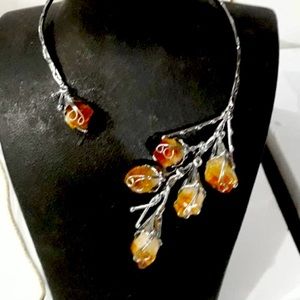 Alpaca Silver Necklace with Semi Precious Stones